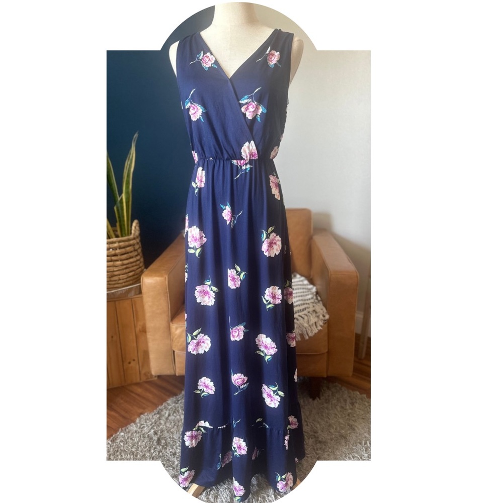 French Grey floral maxi dress NWOT